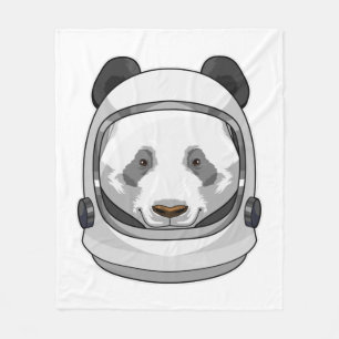 Panda as Astronaut with Helmet Fleece Blanket