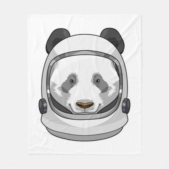 Panda as Astronaut with Helmet Fleece Blanket (Front)