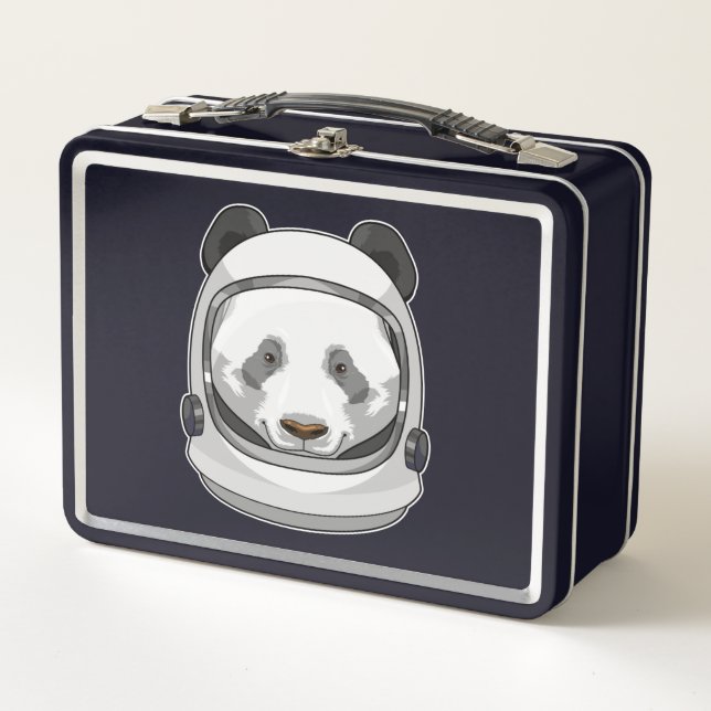 Panda as Astronaut with Helmet Metal Lunch Box (Front)