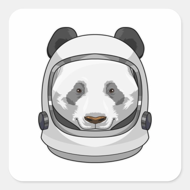 Panda as Astronaut with Helmet Square Sticker (Front)
