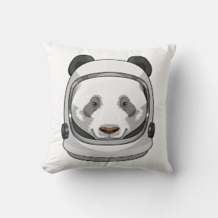 Panda as Astronaut with Helmet Throw Pillow