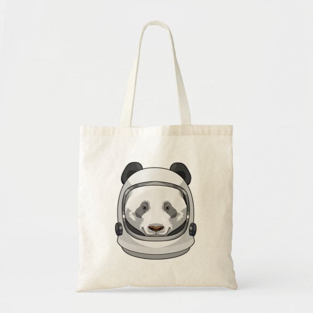 Panda as Astronaut with Helmet Tote Bag (Front)