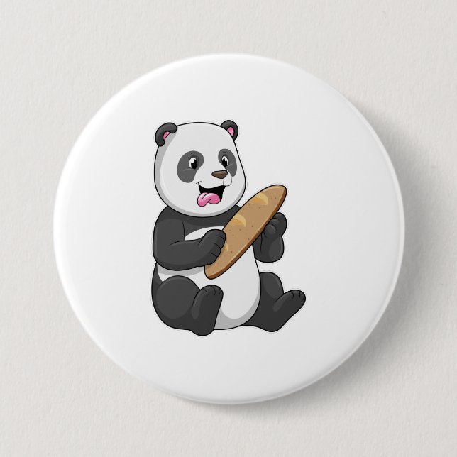 Panda as Baker with Bread 3 Inch Round Button (Front)