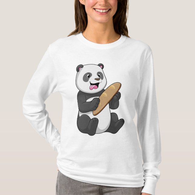 Panda as Baker with Bread T-Shirt (Front)