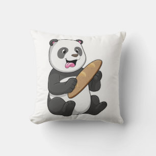 Panda as Baker with Bread Throw Pillow
