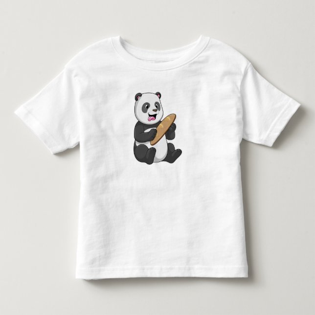 Panda as Baker with Bread Toddler T-shirt (Front)