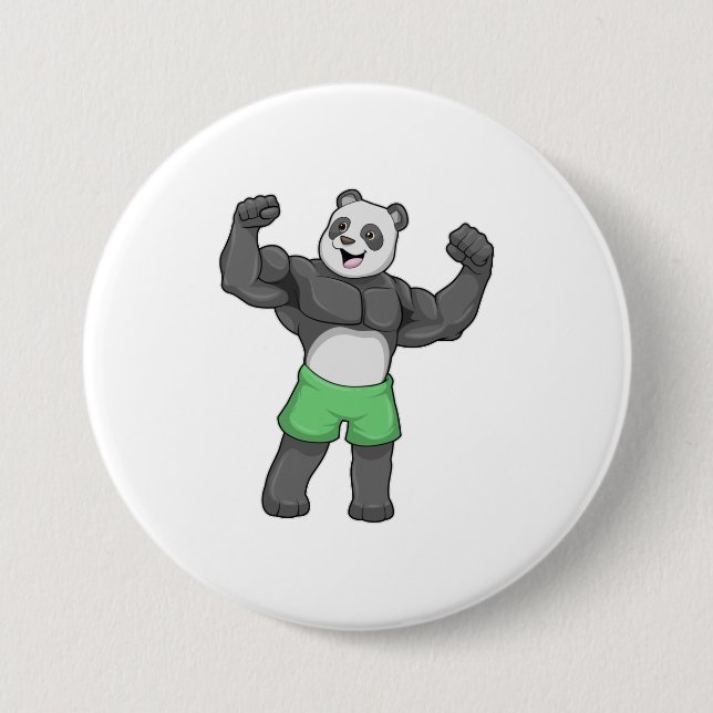 Panda as Bodybuilder at Bodybuilding 3 Inch Round Button (Front)