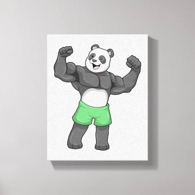 Panda as Bodybuilder at Bodybuilding Canvas Print (Front)