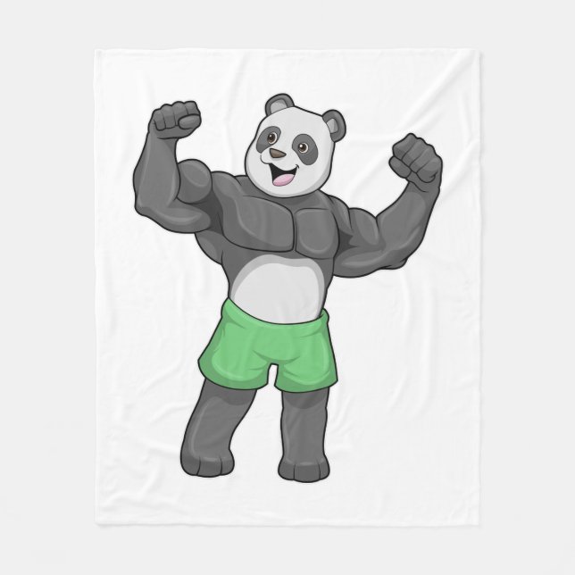 Panda as Bodybuilder at Bodybuilding Fleece Blanket (Front)