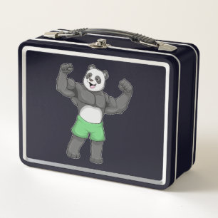 Panda as Bodybuilder at Bodybuilding Metal Lunch Box