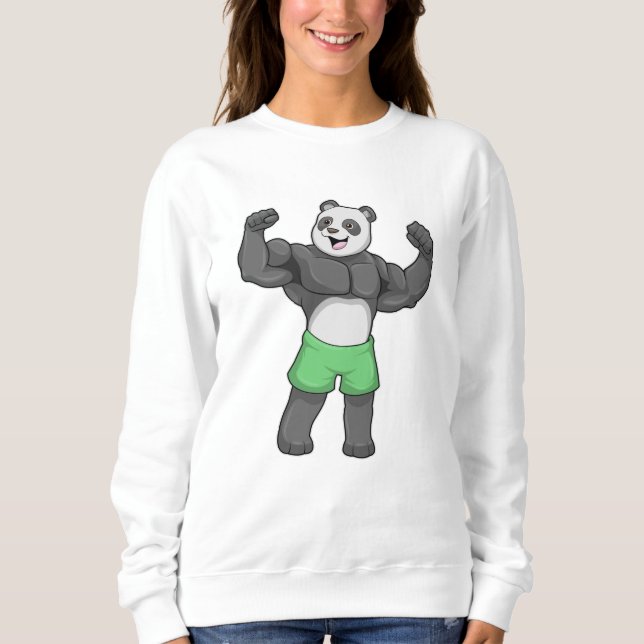 Panda as Bodybuilder at Bodybuilding Sweatshirt (Front)