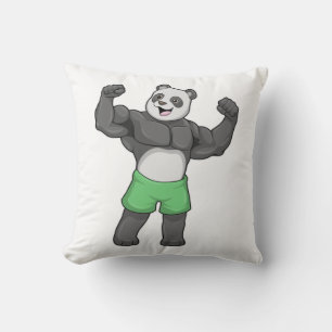 Panda as Bodybuilder at Bodybuilding Throw Pillow