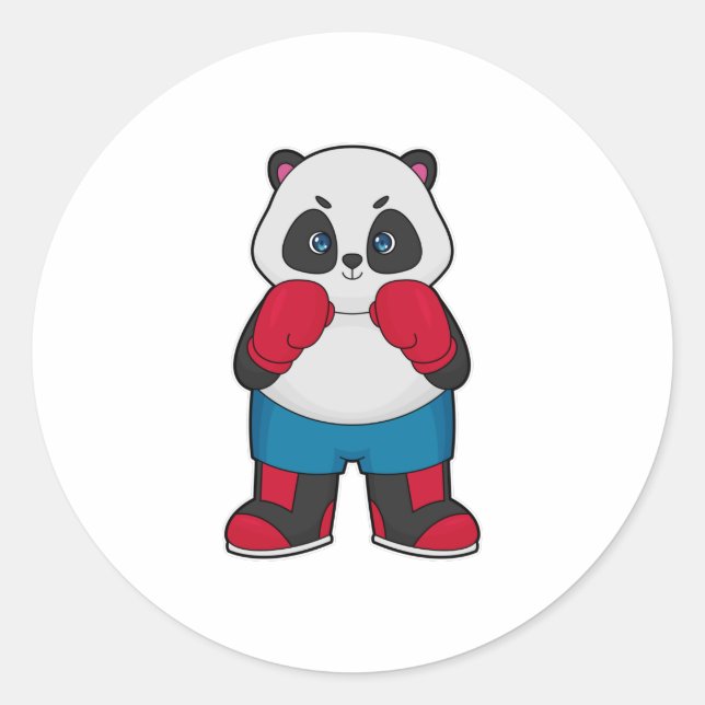 Panda as Boxer with Boxing gloves Classic Round Sticker (Front)