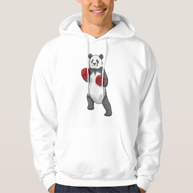 Panda as Boxer with Boxing gloves Hoodie (Front)