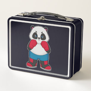 Panda as Boxer with Boxing gloves Metal Lunch Box