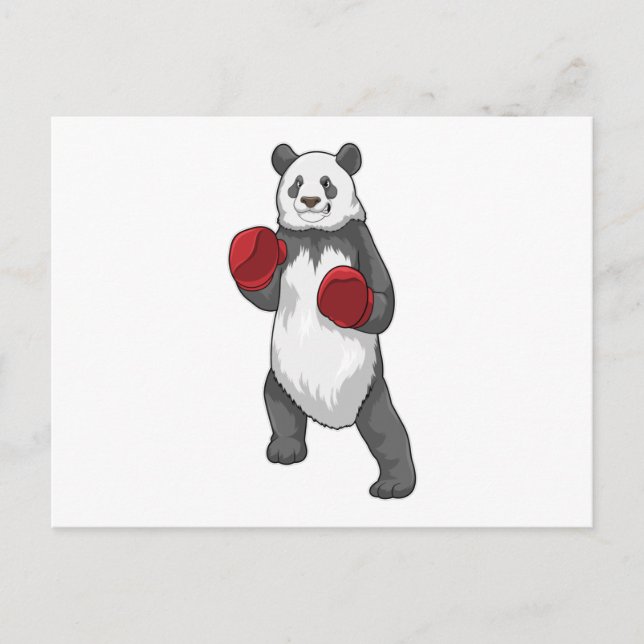 Panda as Boxer with Boxing gloves Postcard (Front)