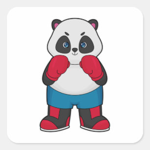 Panda as Boxer with Boxing gloves Square Sticker