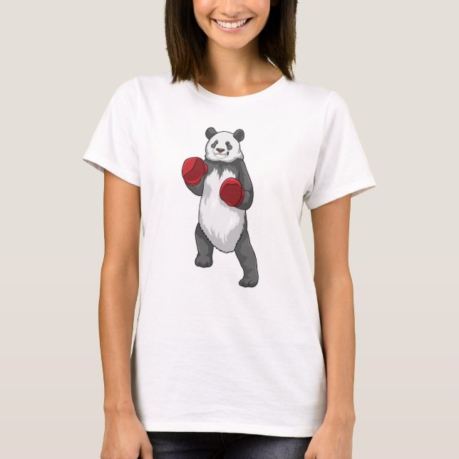 Panda as Boxer with Boxing gloves T-Shirt (Front)