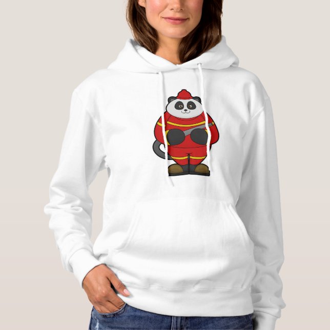 Panda as Firefighter with Hose Hoodie (Front)