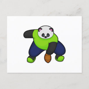Panda as Football player with Football Postcard