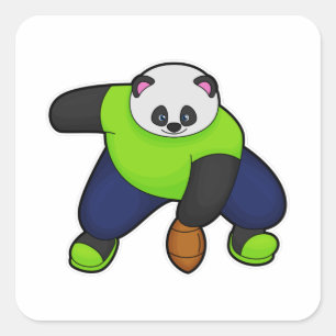 Panda as Football player with Football Square Sticker