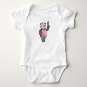 Panda as Hairdresser with Comb Baby Bodysuit