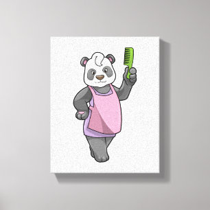Panda as Hairdresser with Comb Canvas Print