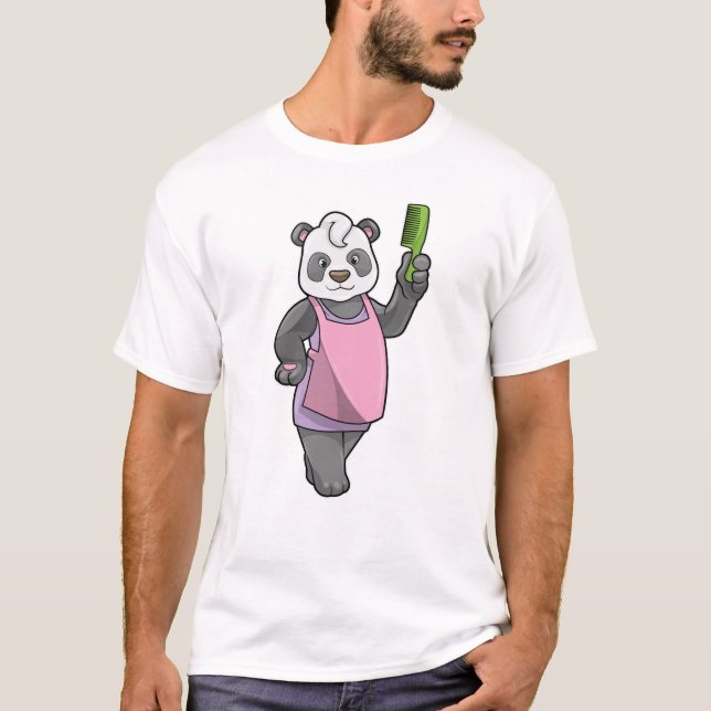 Panda as Hairdresser with Comb T-Shirt (Front)
