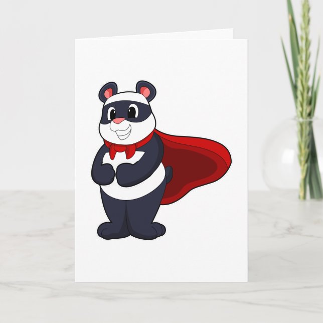 Panda as Hero with Mask & Cape Card (Front)