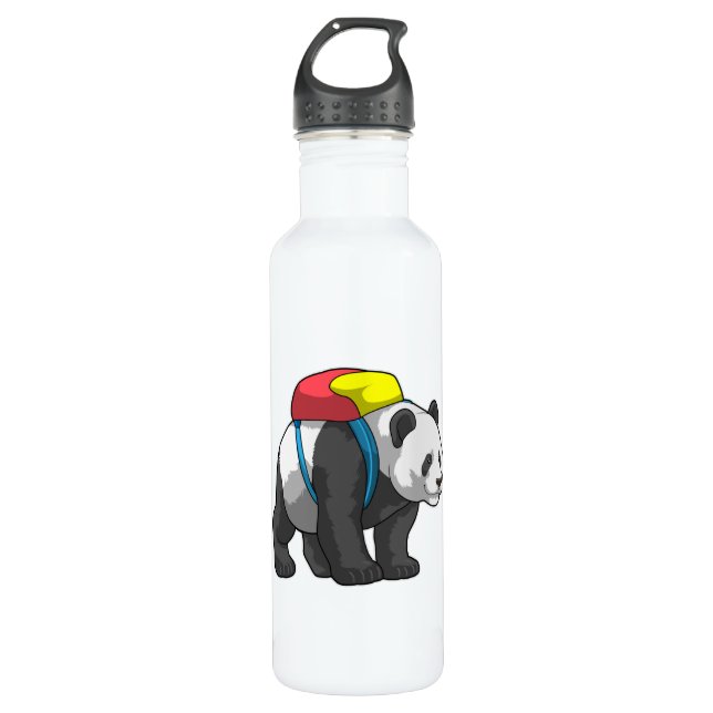 Panda as Hiker with Backpack 710 Ml Water Bottle (Front)