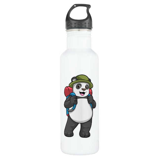Panda as Hiker with Backpack 710 Ml Water Bottle (Front)
