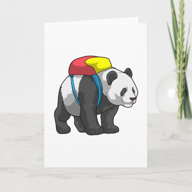 Panda as Hiker with Backpack Card (Front)