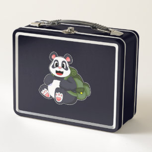 Panda as Hiker with Backpack Metal Lunch Box