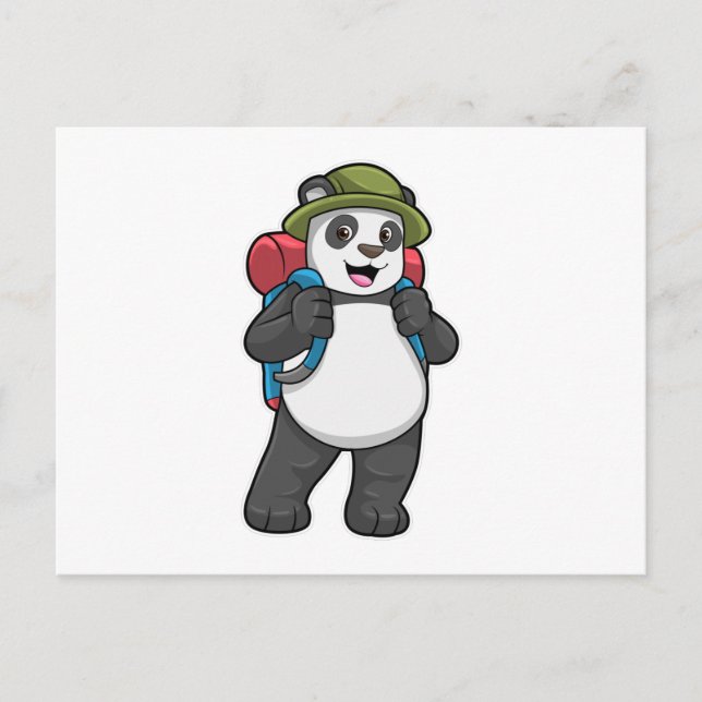 Panda as Hiker with Backpack Postcard (Front)