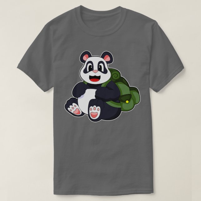 Panda as Hiker with Backpack T-Shirt (Design Front)