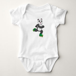 Panda as Inline skater with Roller skates Baby Bodysuit