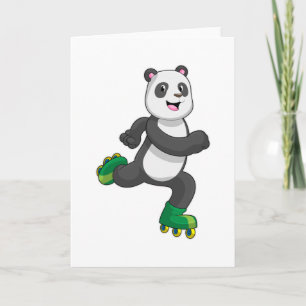 Panda as Inline skater with Roller skates Card