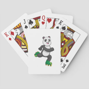 Panda as Inline skater with Roller skates Playing Cards