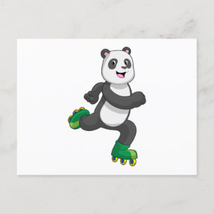 Panda as Inline skater with Roller skates Postcard