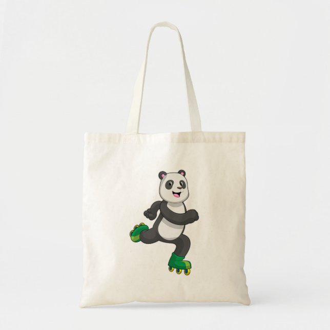 Panda as Inline skater with Roller skates Tote Bag (Front)