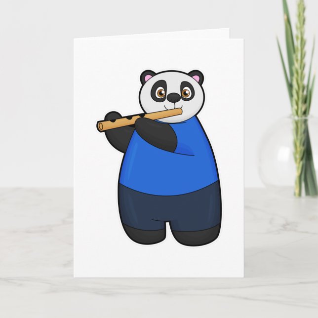 Panda as Musician with Flute Card (Front)