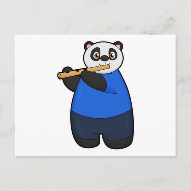 Panda as Musician with Flute Postcard (Front)