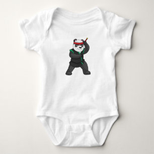 Panda as Ninja in Costume Baby Bodysuit