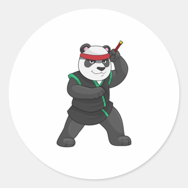 Panda as Ninja in Costume Classic Round Sticker (Front)