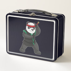 Panda as Ninja in Costume Metal Lunch Box