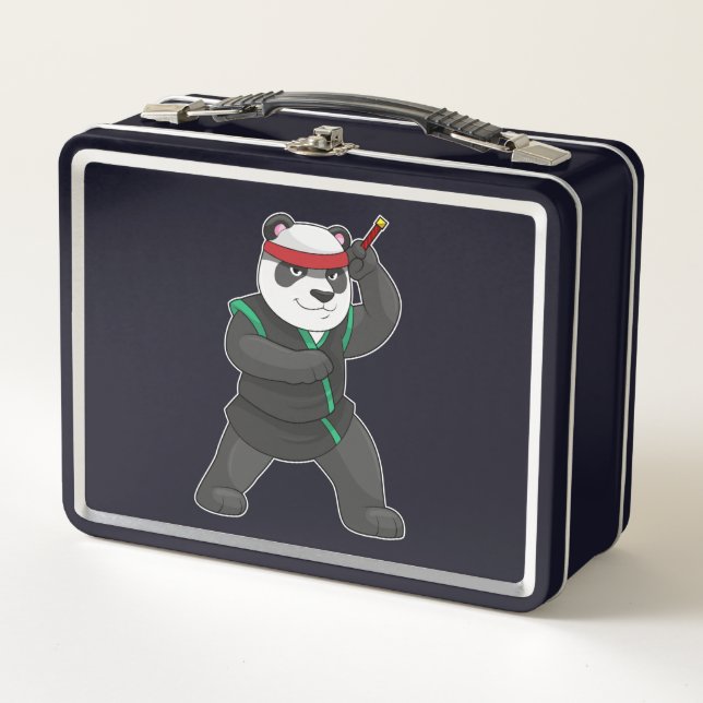 Panda as Ninja in Costume Metal Lunch Box (Front)