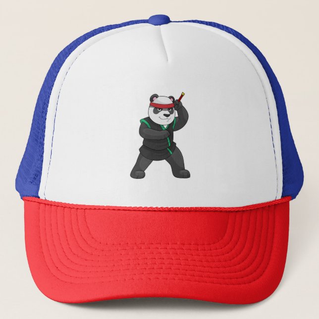 Panda as Ninja in Costume Trucker Hat (Front)