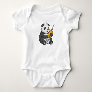 Panda as Nurse with Syringe Baby Bodysuit