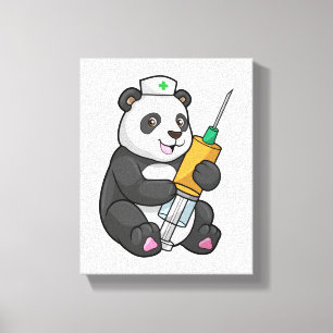 Panda as Nurse with Syringe Canvas Print