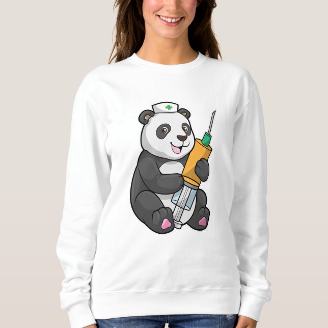 Panda as Nurse with Syringe Sweatshirt (Front)